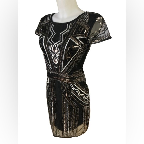 Boohoo Boutique Sequin Cap Sleeve Shift Party Mini Dress Size 8 - Picture 7 of 11